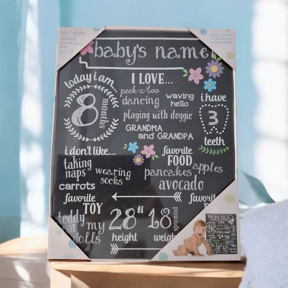 Chalkboard Baby Milestone Board - Black and White